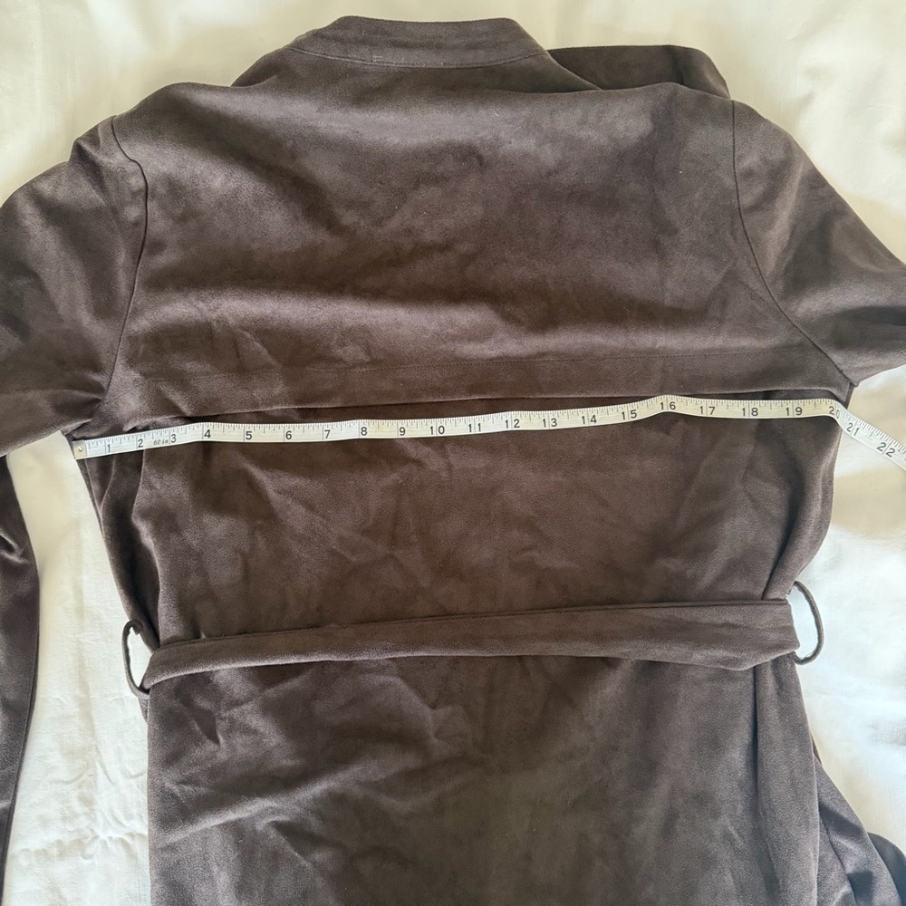 Lush Faux Suede Coat in Taupe. Size Small - Picture 6 of 6